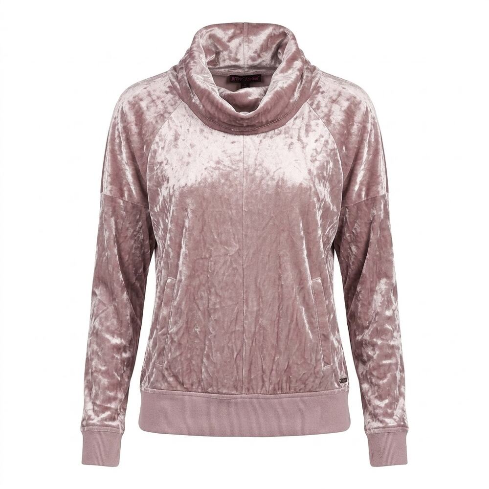 Betsey Johnson Pink Velvet Cowl Neck Sweatshirt Women Size XS